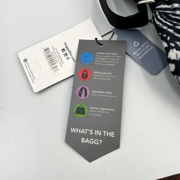 Baggallini Daily Machine Wash Messenger Bag Black & White New NWT Security RFID - Picture 4 of 7